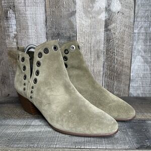 Womens Sam Edelman Rubin Olive Green Suede Grommet Ankle Boots Booties Size 7 M